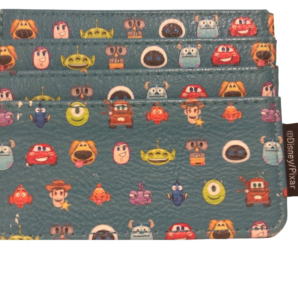 Loungefly Disney Pixar Emoji Card Holder Teal Blue Slim Wallet Good